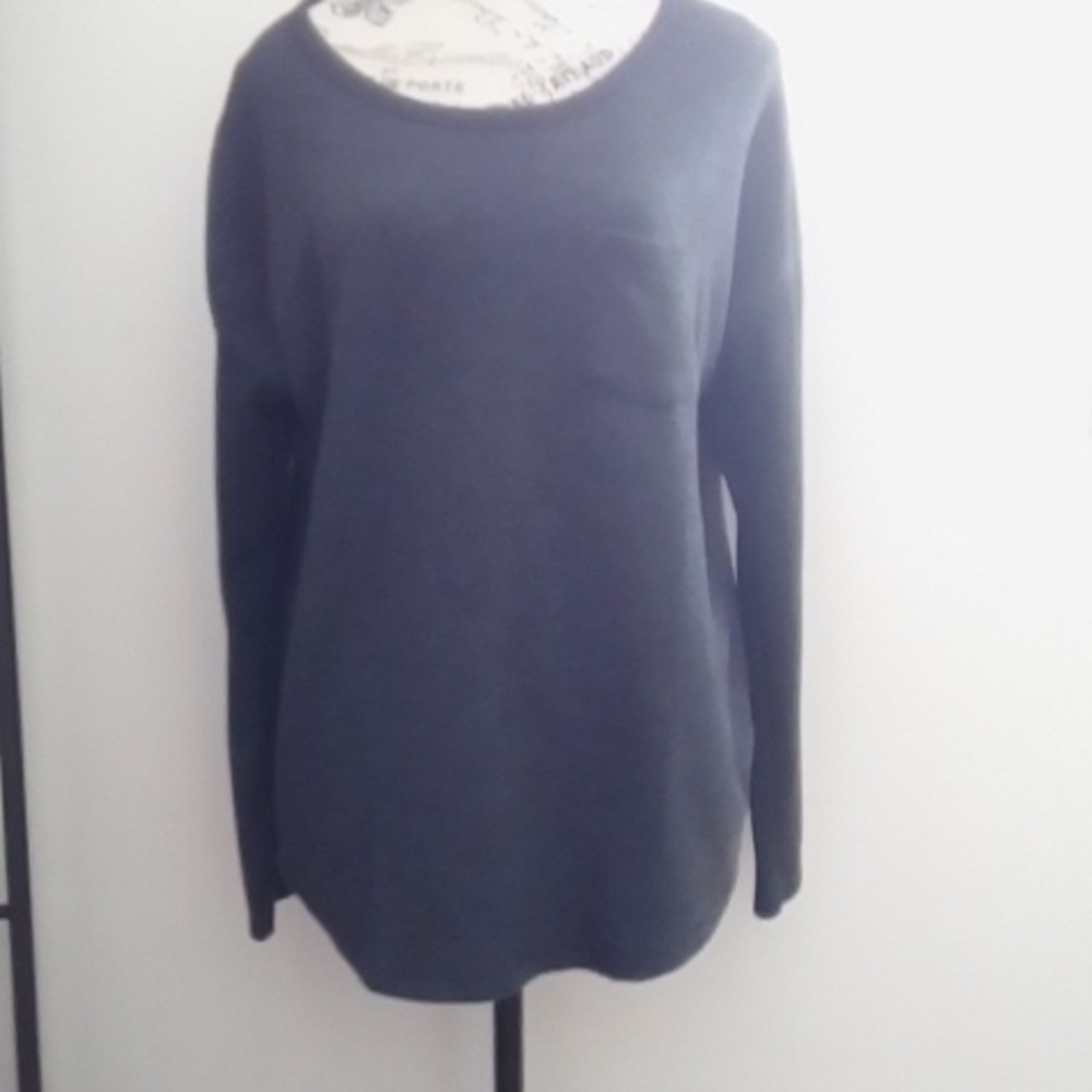 Women's 90 Degrees By Reflex Long Sleeve Charcoal Grey High Low Top Size Medium